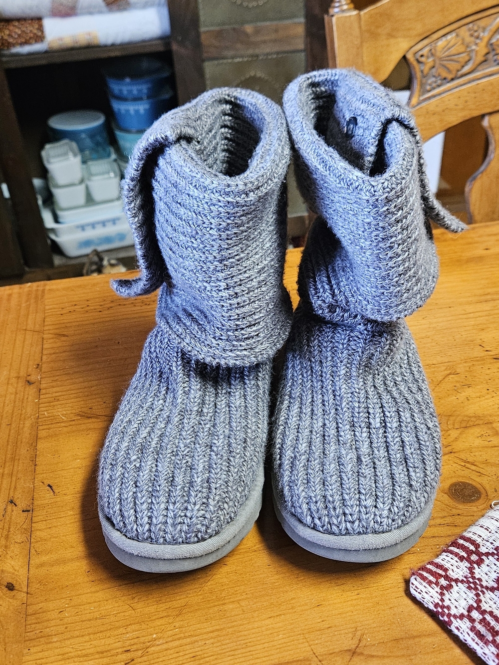 UGG Charcoal Knit Boot Slippers